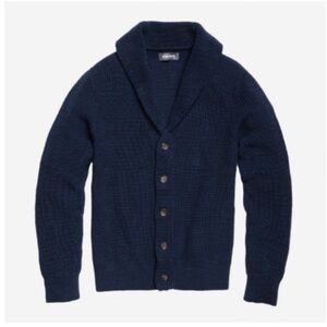 BONOBOS Mens Shawl Collar Cardigan Chunky Fisherman Knit Medium Navy Blue
